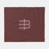 Moderne monogramnaam | donkerrood fleece deken (Voorkant (Horizontaal))