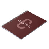 Moderne monogramnaam | donkerrood notitieboek (Linkerzijde)