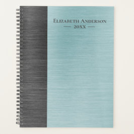 Moderne monogramnaam geborsteld metalen dagplanner planner