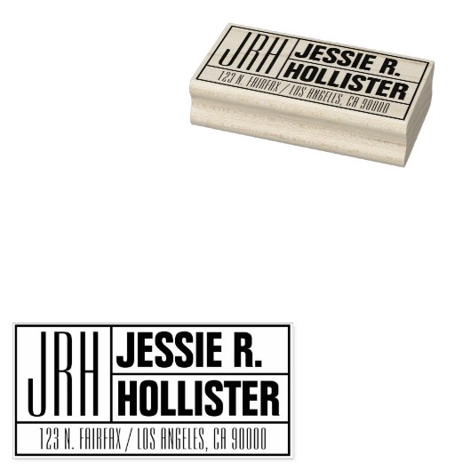 Moderne Monogramnaam of bedrijfsterugkeeradres Rubberstempel (Gestempeld)