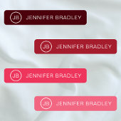 Moderne Monogramnaam Rood Bourgondië Roze Labels