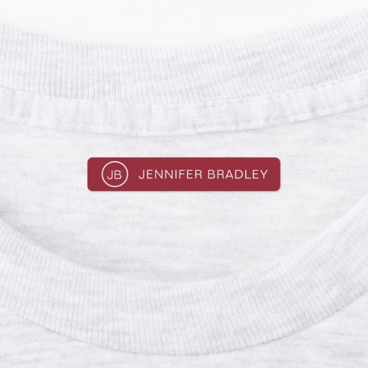 Moderne Monogramnaam Rood Bourgondië Roze Labels (Aangebracht)