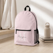 Moderne Monogramnaam Roze Bedrukte Rugzak