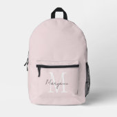 Moderne Monogramnaam Roze Bedrukte Rugzak (Voorkant)