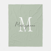 Moderne Monogramnaam Saliegroen Fleece Deken (Voorkant)