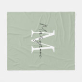 Moderne Monogramnaam Saliegroen Fleece Deken (Voorkant (Horizontaal))