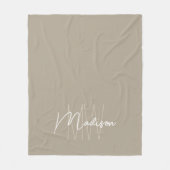 Moderne Monogramnaam Schrift Beige Fleece Deken (Voorkant)
