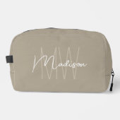 Moderne Monogramnaam Schrift Beige Toilettasje (Voorkant)