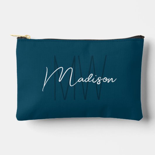 Moderne Monogramnaam Schrift Blauw Etui (Voorkant)