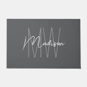 Moderne Monogramnaam Schrift Grijs Deurmat (Voorkant)