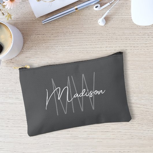 Moderne Monogramnaam Schrift Grijs Etui