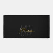 Moderne Monogramnaam Schrift Zwart Goud Bureaumat (Voorkant)