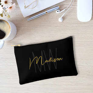 Moderne Monogramnaam Schrift Zwart Goud Etui