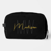 Moderne Monogramnaam Schrift Zwart Goud Toilettasje (Voorkant)