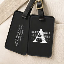 Moderne Monogramnaam Zwart Grijs