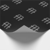 Moderne monogramnaam | Zwart Grijs Wit Cadeaupapier (Hoek)