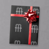 Moderne monogramnaam | Zwart Grijs Wit Cadeaupapier
