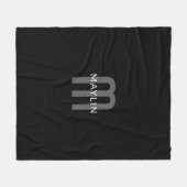 Moderne monogramnaam | Zwart Grijs Wit Fleece Deken (Voorkant (Horizontaal))
