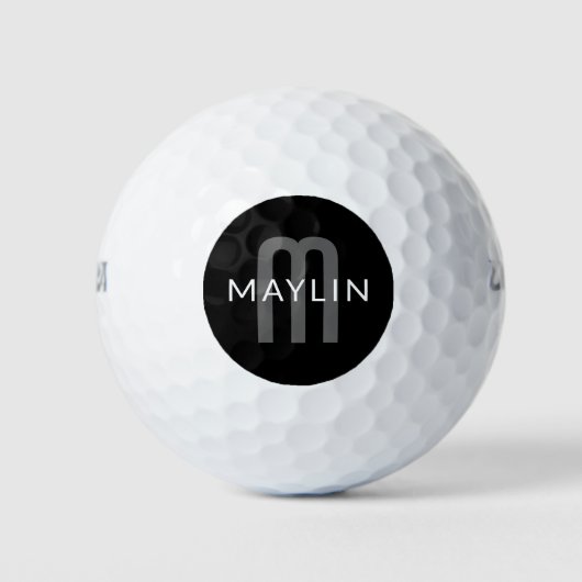 Moderne monogramnaam | Zwart Grijs Wit Golfballen (Voorkant)