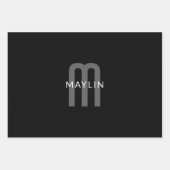 Moderne monogramnaam | Zwart Grijs Wit Inpakpapier Vel (Voorkant)