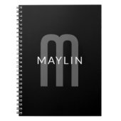 Moderne monogramnaam | Zwart Grijs Wit Notitieboek (Voorkant)