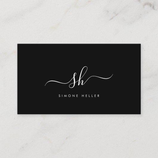 Moderne Monogrampenseelscript Eenvoudige klool Visitekaartje (Voorkant)