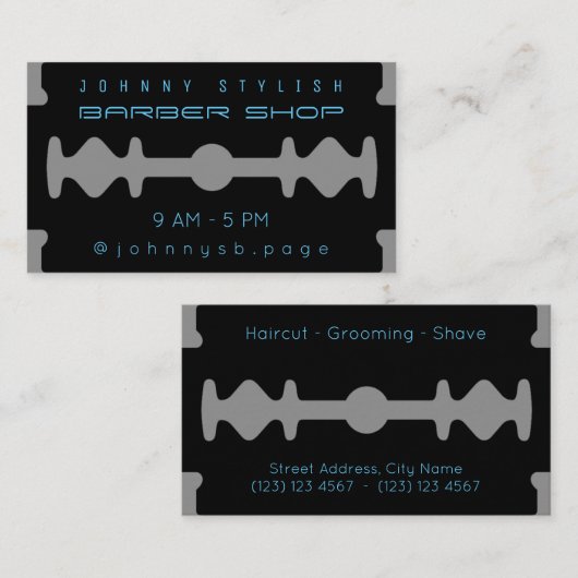 Moderne monotone-razor blade geïnspireerd om zwart visitekaartje (Voorkant / Achterkant)