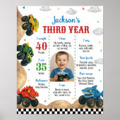 Moderne Monster Truck Kids Verjaardag Mijlpaal Fot Poster (Voorkant)