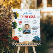 Moderne Monster Truck Kids Verjaardag Mijlpaal Fot Poster