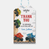Moderne Monster Truck Kids Verjaardagsfeest Bedank Cadeaulabel (Voorkant)