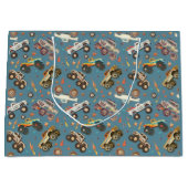 Moderne Monster Trucks Blue Boys Waterverf Groot Cadeauzakje (Voorkant)