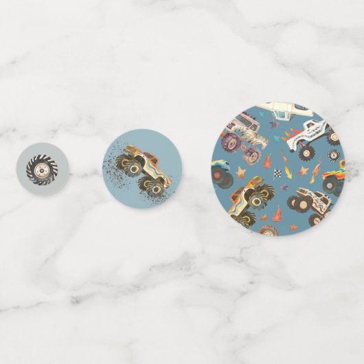 Moderne Monster Trucks Racing Banden Waterverf Confetti (Voorkanten)