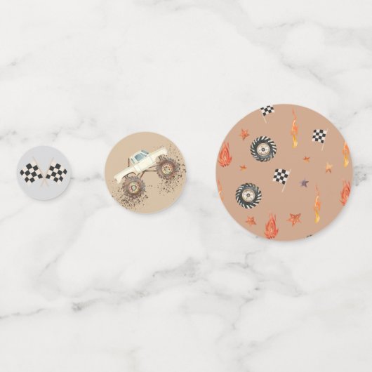 Moderne Monster Trucks Racing Banden Waterverf Confetti (Achterkanten)