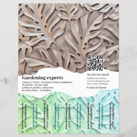 Moderne Monstera-bladachtergrond Flyer (Voorkant)