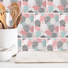 Moderne Monstera Bladeren Patroon Tropisch Tegeltje