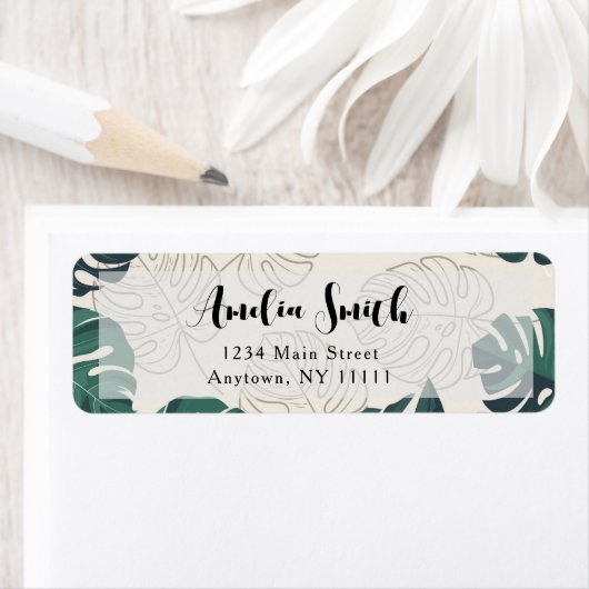 Moderne Monstera laat de afbeelding met label voor (Insitu)