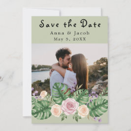 Moderne Monstera Leaf Floral Salie Kaart