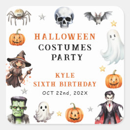 Moderne Monsters Halloween Kostuums Verjaardagsfee Vierkante Sticker