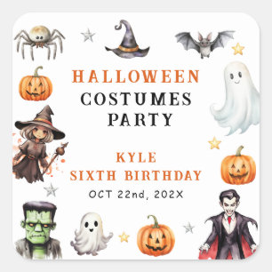 Moderne Monsters Halloween Kostuums Verjaardagsfee Vierkante Sticker