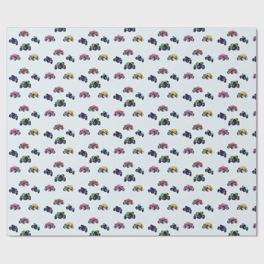 Moderne monstertruck verjaardag cadeaupapier (Vlak)