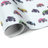 Moderne monstertruck verjaardag cadeaupapier (Rol Hoek)