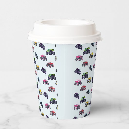 Moderne monstertruck verjaardag papieren bekers (Rechts)