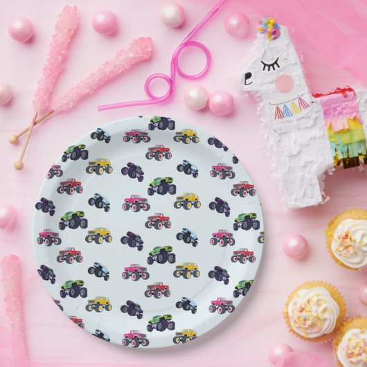 Moderne monstertruck verjaardag papieren bordje (Feest)