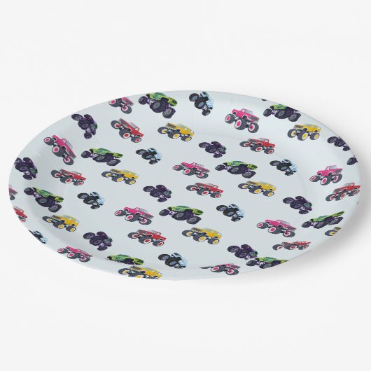 Moderne monstertruck verjaardag papieren bordje (Gekanteld)