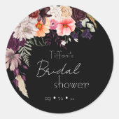 Moderne Moody Bloemen & Groene Bruidsdouche Ronde Sticker (Voorkant)