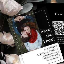 Moderne Moody-foto opslag van datum met QR-code Save The Date