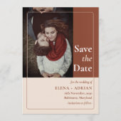 Moderne Moody Foto Save the Date met QR-code (Voorkant)