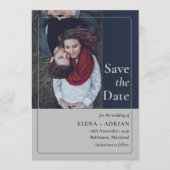 Moderne Moody Foto Save the Date met QR-code (Voorkant)