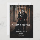 Moderne Moody Gotische Foto Donkere Bruiloft Kaart (Voorkant)