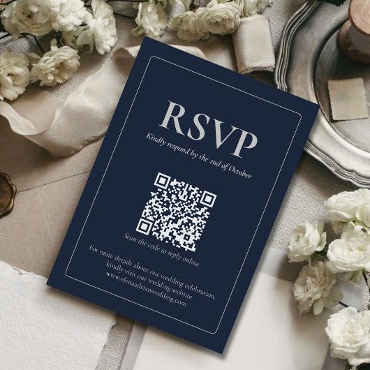 Moderne Moody Huwelijks RSVP Kaart met QR-code